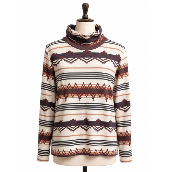 Tasha Polizzi Tops - Tasha Polizzi Collection Top Size XL Turtleneck Long Sleeve Aztec Southwestern